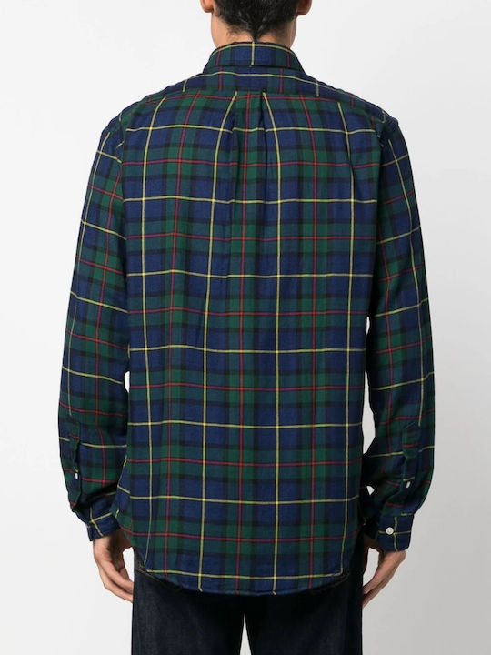Ralph Lauren Men's Shirt Long Sleeve Checked Green/navy Multi