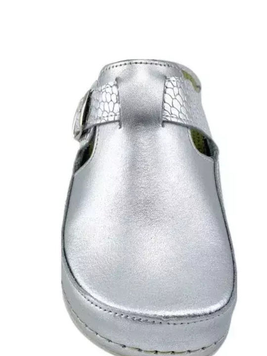 Vesna Leder Anatomisch Clogs Silber