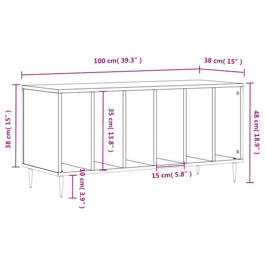 vidaXL Verarbeitetes Holz Hi-Fi Möbel Schwarz 38x100x48cm