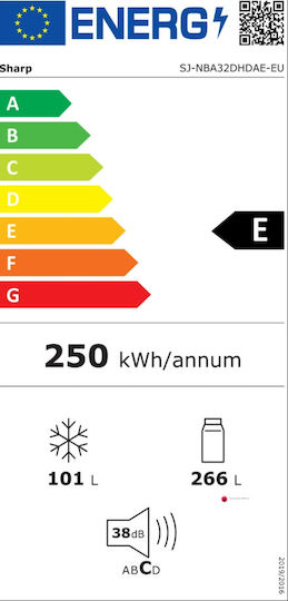 Sharp Ψυγειοκαταψύκτης 367lt Total NoFrost Υ201xΠ59.5xΒ65εκ. Μαύρος SJ-NBA32DHDAE