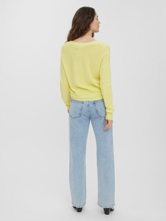 Vero Moda Short Women's Knitted Cardigan Yellow