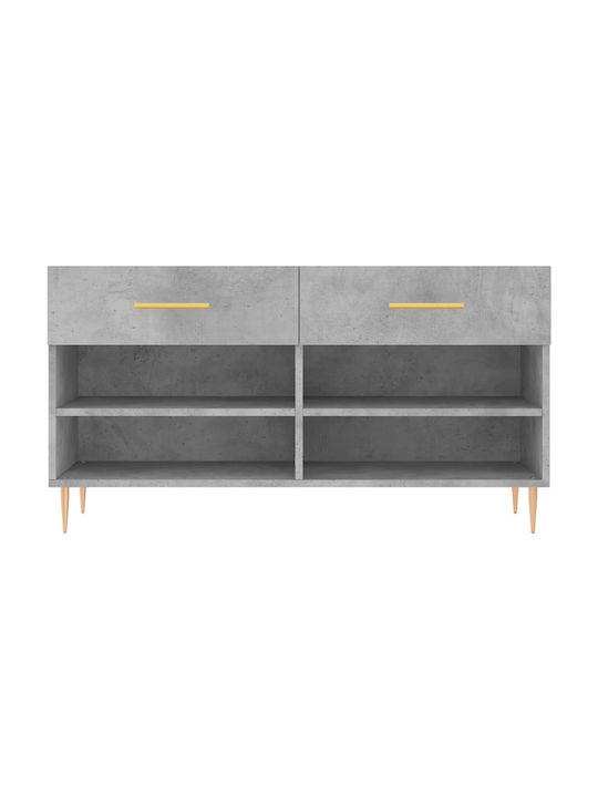 Wooden Shoe Organizer with 4 Shelves Concrete 102x35x55cm