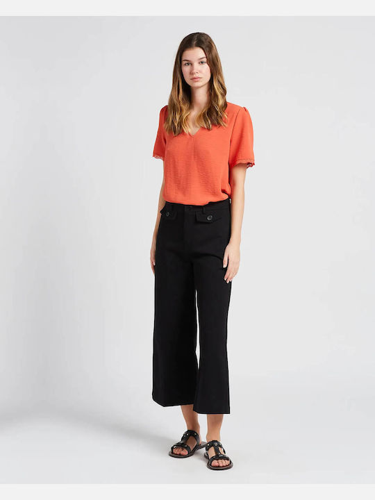 Grace & Mila Women's Summer Blouse Short Sleeve Orange