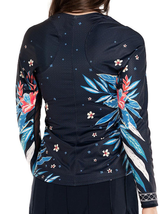 Lucky In Love Damen Sportliches Bluse Langärmelig Marineblau