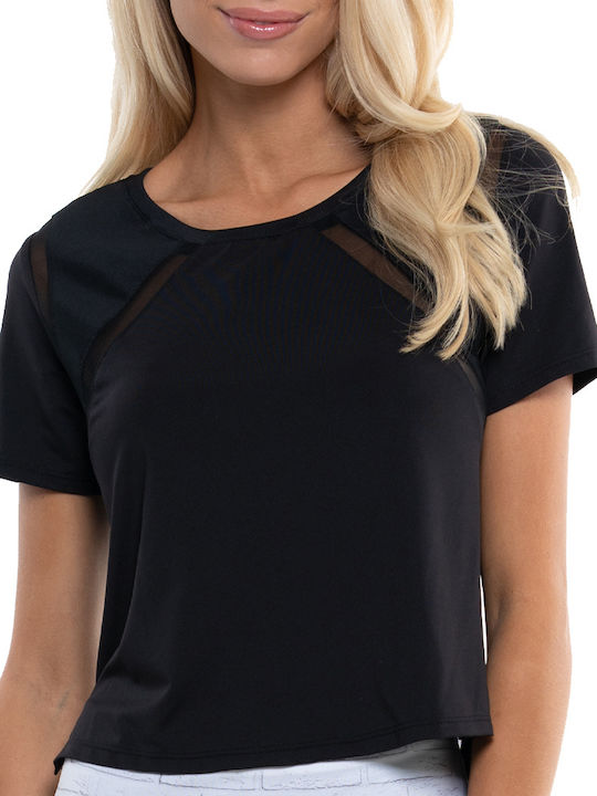 Lucky In Love Women's Athletic Blouse Short Sleeve Black