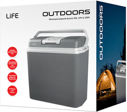 Life Thermoelektrischer Cooler Box Tragbares Kühlschrank Γraue 20lt 12V / 220V