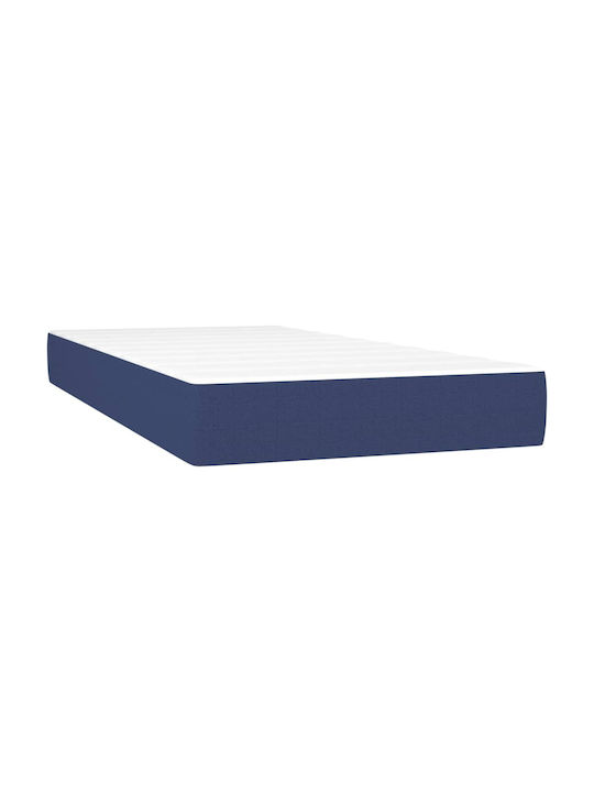 Bett Einzelbett Mit Stoff bezogen Blau mit Latten & Matratze 82x200cm