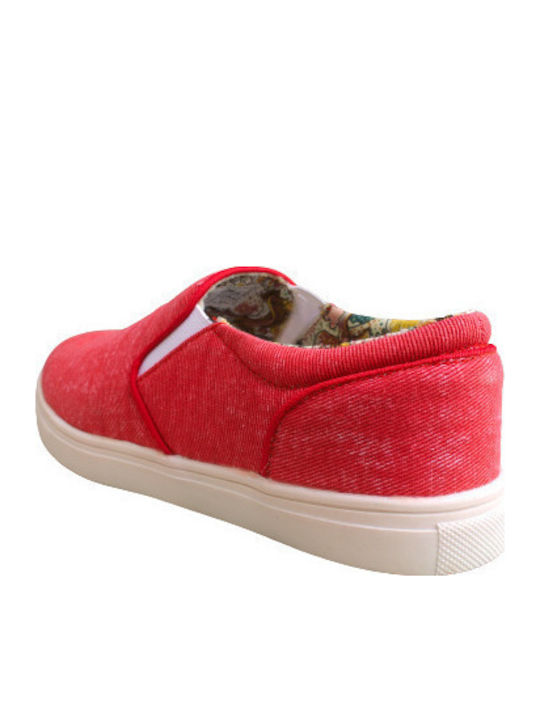 Ανατομικά Γυναικεία Slip-On Πάνινα Κόκκινα