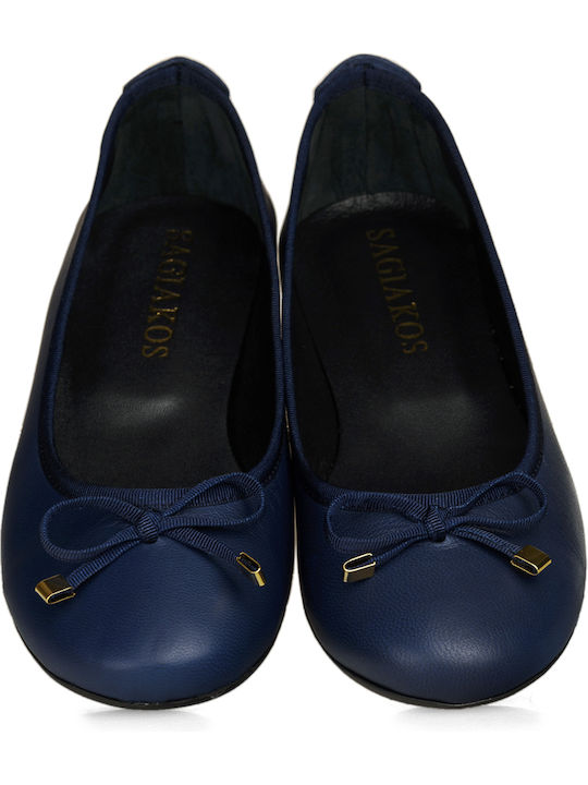 Lederne Damen Ballerinas in Marineblau Farbe