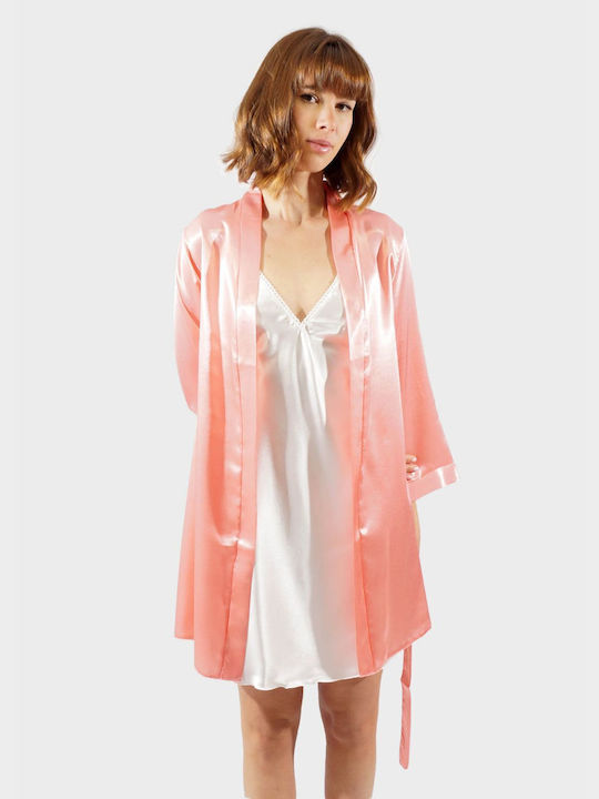 G Secret Sommer Damen Satin Robe Rosa