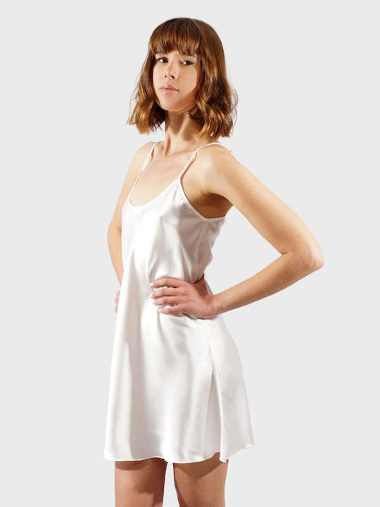 G Secret Summer Satin Women's Nightdress White