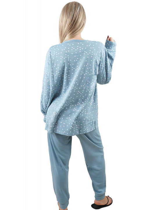 G Secret Winter Damen Pyjama-Set Blau