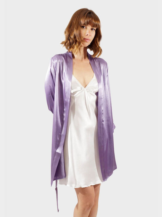 G Secret Sommer Damen Satin Robe Lila