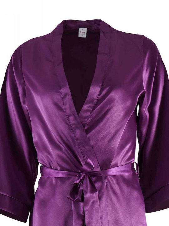 G Secret Winter Women's Satin Robe Purple