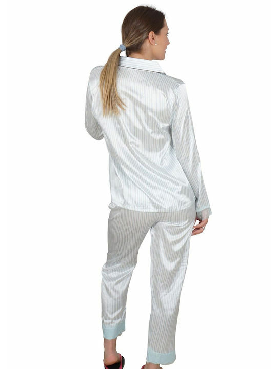 G Secret Winter Women's Pyjama Set Satin Light Blue