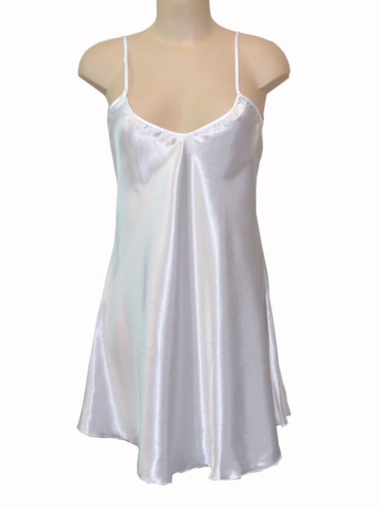 Elite Form Summer Satin Women's Nightdress White