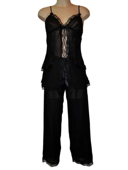 Elite Form Summer Satin Women's Pyjama Pants Black