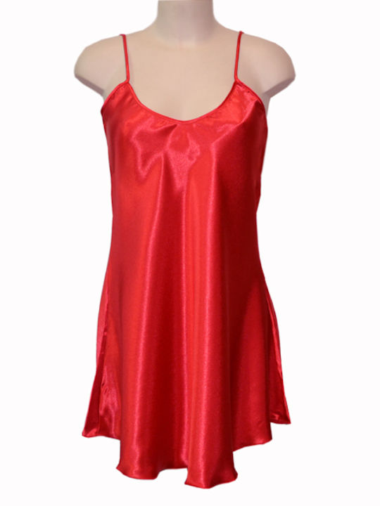 Elite Form Sommer Satin Damen Nachthemd Rot