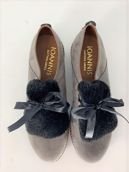 Women's Suede Flatform Oxfords Gray