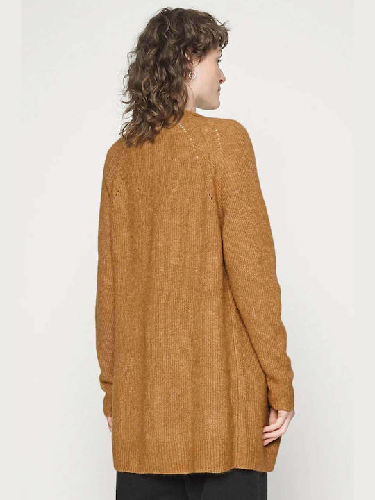 Mos Mosh Long Women's Knitted Cardigan Brown