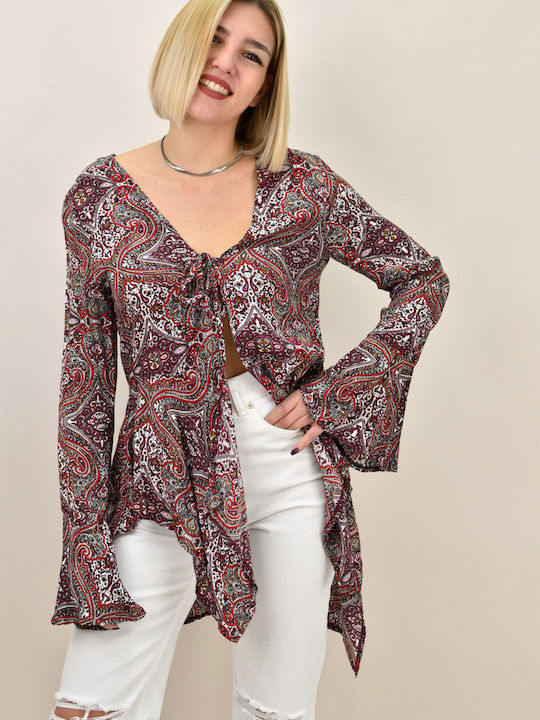 Long Women's Cardigan Burgundy