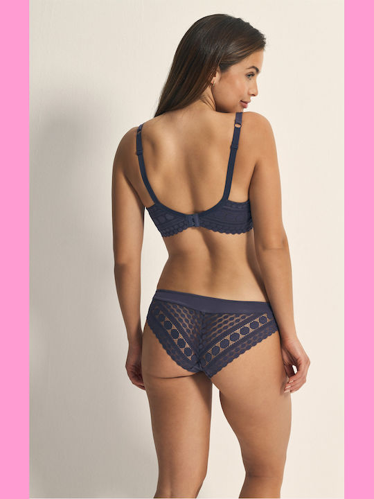 Promise Δαντελένιο Σετ Εσωρούχων Σουτιέν με Slip Navy Μπλε Promise Δαντελένιο Σετ Εσωρούχων Σουτιέν με Slip Navy Μπλε