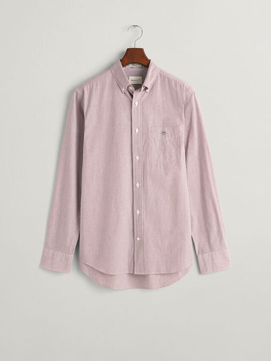Long-sleeved Cotton Shirt Striped Red