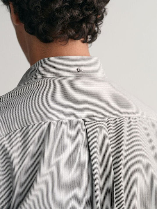 Long-sleeved Cotton Shirt Striped Black