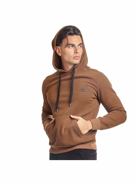 Paco & Co Herren Sweatshirt mit Kapuze und Taschen Braun