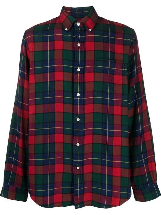 Long-sleeved Flannel Shirt Checked Red