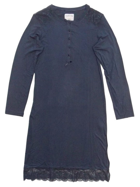 Noidinotte Women's Winter Nightgown Navy Blue