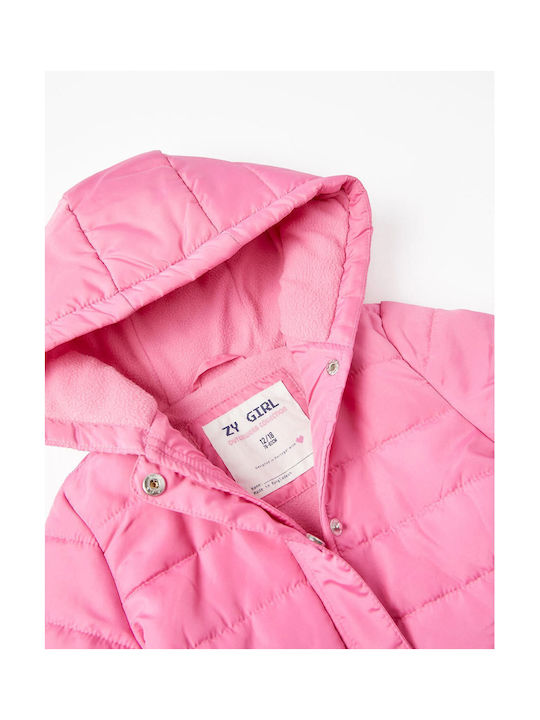 Zippy Girls Casual Jacket Pink with Lining & Ηood