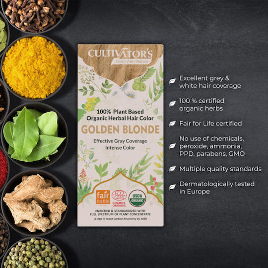 Cultivator Organische Kräuter Haarfarbe Βαφή Μαλλιών 1 Goldene Blonde 100gr