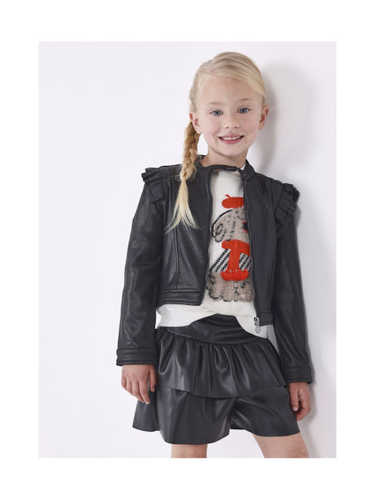 Mayoral Girls PU Leather Coat Black