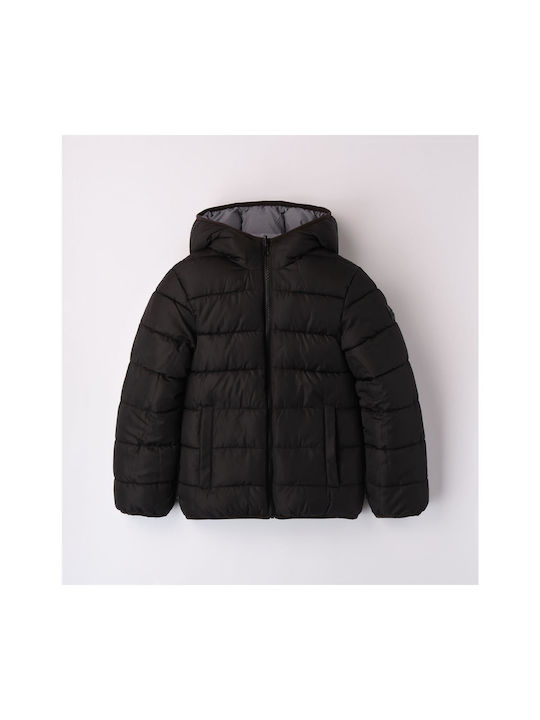 iDO Kids Quilted Jacket Short Double Sided with Hood Black