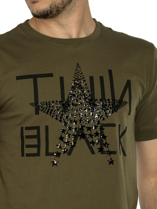 Twin Black Ανδρικό T-shirt Κοντομάνικο Χακί