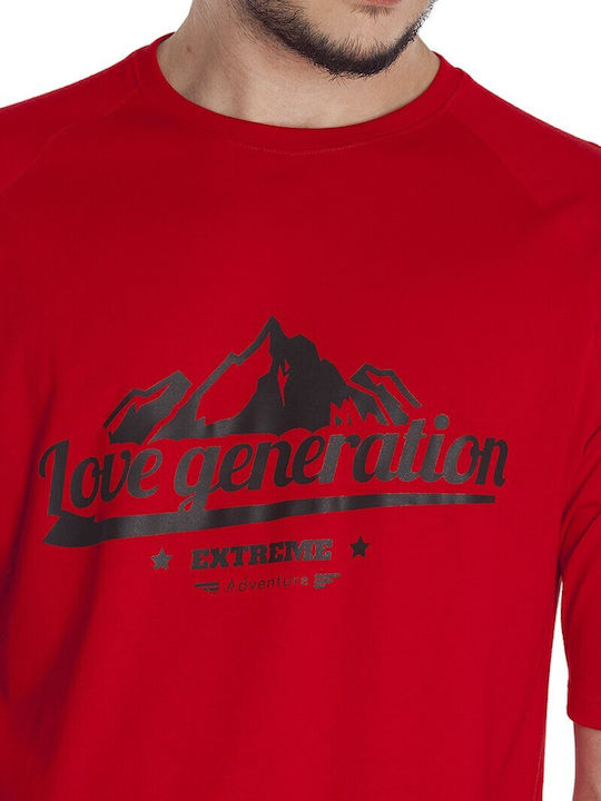 Love Generation Herren T-Shirt Kurzarm Rot