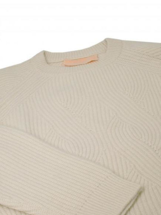 Wool & Co Herren Langarm-Pullover Weiß