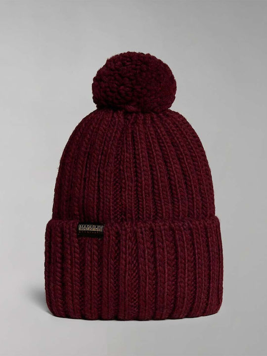 Semiury Pom Pom Beanie Unisex Căciulă Tricotat în culoarea Burgundy