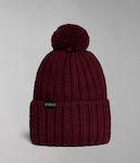 Napapijri Semiury Pom Pom Beanie Unisex Σκούφος Πλεκτός σε Μπορντό χρώμα Napapijri Semiury Pom Pom Beanie Unisex Σκούφος Πλεκτός σε Μπορντό χρώμα