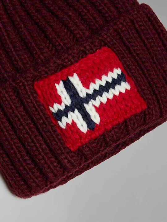 Semiury Pom Pom Beanie Unisex Căciulă Tricotat în culoarea Burgundy