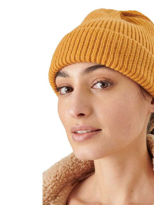 Ribbed Beanie Cap Orange