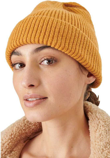 Ribbed Beanie Cap Orange