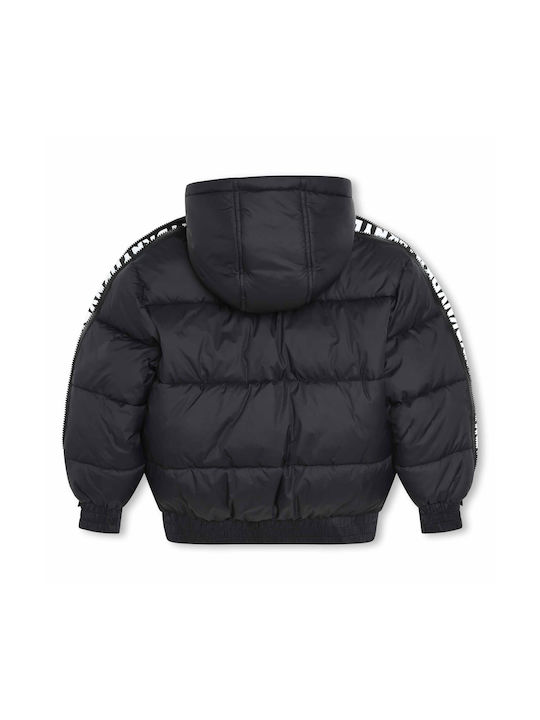 DKNY Waterproof Boys Quilted Coat Black with Lining & Ηood