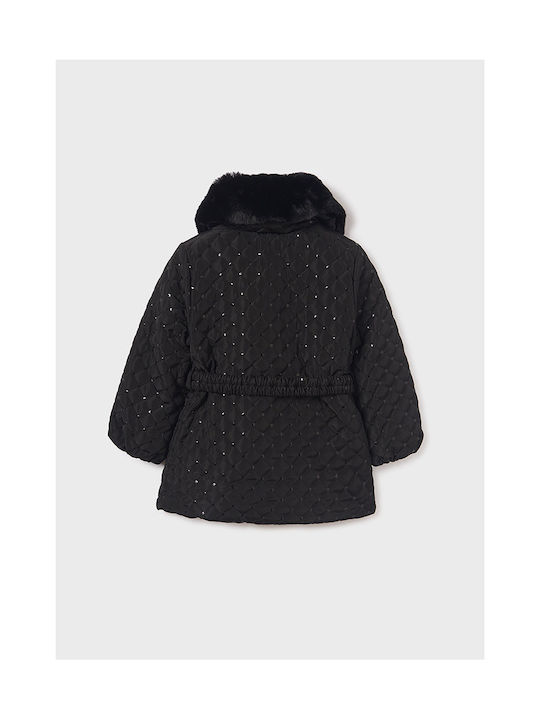 Abel & Lula Girls Quilted Coat Black with Ηood