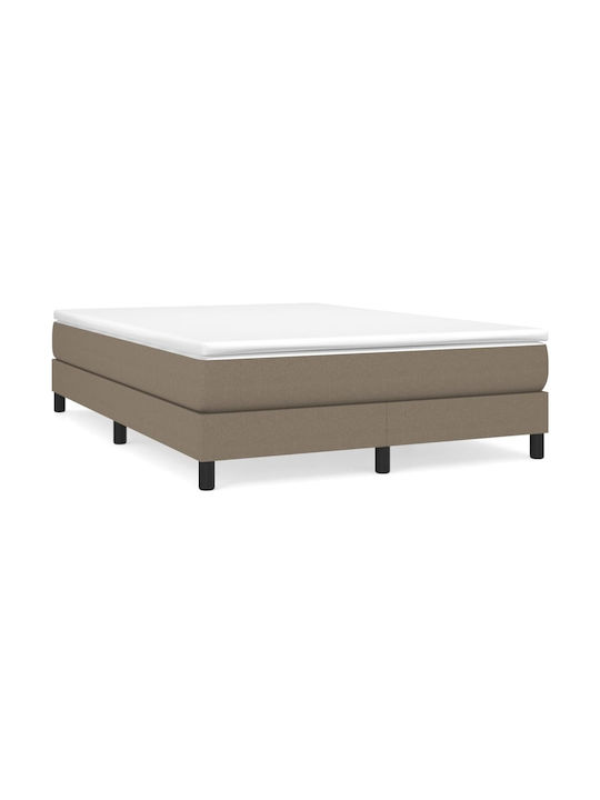 Queen Fabric Upholstered Bed Taupe with Slats & Mattress 160x200cm