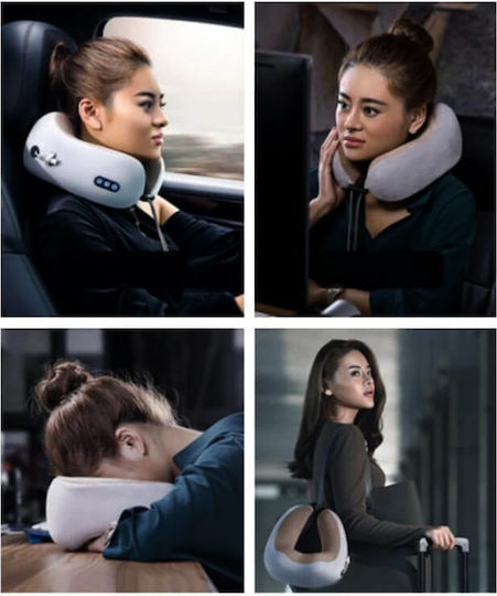 U-Shaped Pillow Massage Shiatsu for the Neck with Vibration and Infrared White