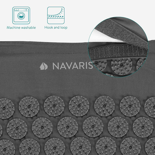 Navaris 2-in-1 Acupressure Mat and Pillow Set Matte Massage Akupressur für den Nacken & den Körper Gray