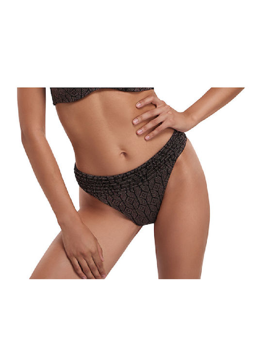 Bikini Inferioare Slip Talie Înaltă Maro