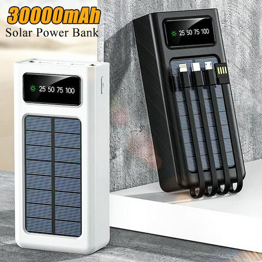 K-A12 Слънчева Power Bank 30000mAh с 2 USB-A порта Черен